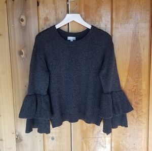 14th & Union Wool-blend Ruffle Sleeve Crew…